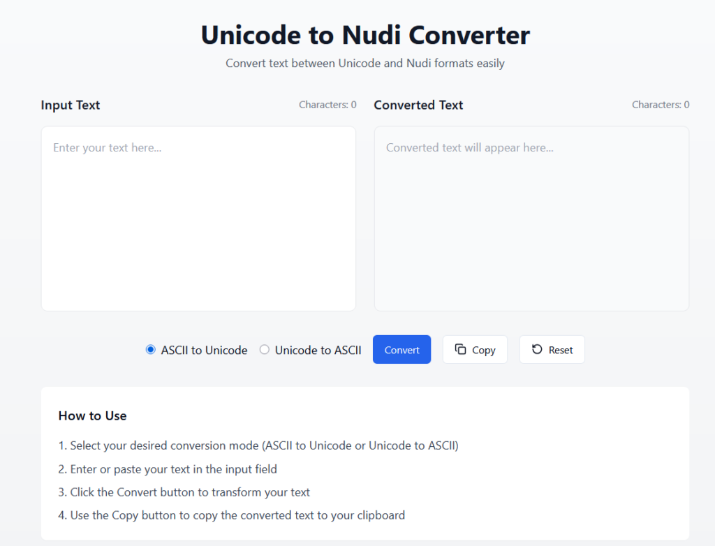 Unicode to Nudi Converter